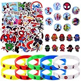 ZeYou 80 pezzi Spiderman Party Favours Kids, decorazione di compleanno Spiderman include 50 pezzi di adesivi, 10 pezzi di braccialetti ...