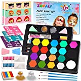 ZOPALY Truccabimbi Kit, 19 Body Painting Colori, Colori Trucco Viso Bambini con Split Cake Face Paint, 30 Stencil per Tatuaggi, ...