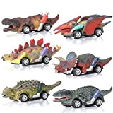 ZWOOS Dinosauro Tirare Indietro Macchinine 6 Pezzi Auto Giocattolo per Bambini Tirare Indietro Veicoli, Pull Back Veicoli per Dinosauri Auto ...