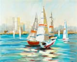 ZXDA Dipingere con i Numeri per Gli Adulti Barca da colorare con i Numeri Paesaggio Arcylic Pittura a Olio Kit ...