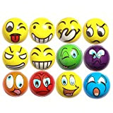 ZYDTRIP 12pcs Divertente Emoji Gioco Palle, novità Giocattolo per Colori Assortiti e Divertente Faccia Emoji Style Party Supply